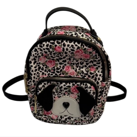 Betsey Johnson Handbags - Betsey Johnson Floral Puppy Dog Mini Backpack Bag EUC